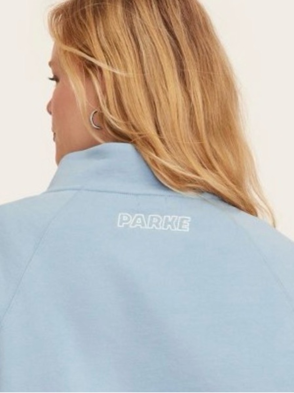 PARKE Light Blue Mock-Neck Button Pullover